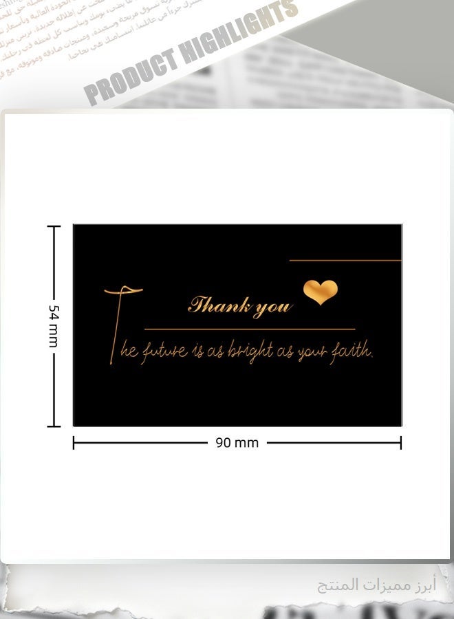 50PCS Black Thank You Cards, Gold Foil Inspirational Quote Greeting Cards for Graduation, Birthday Party Favors, Elegant Stationery with Golden Heart Design - Image 5