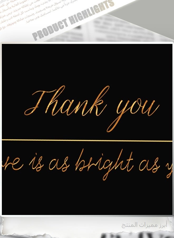 50PCS Black Thank You Cards, Gold Foil Inspirational Quote Greeting Cards for Graduation, Birthday Party Favors, Elegant Stationery with Golden Heart Design - Image 3