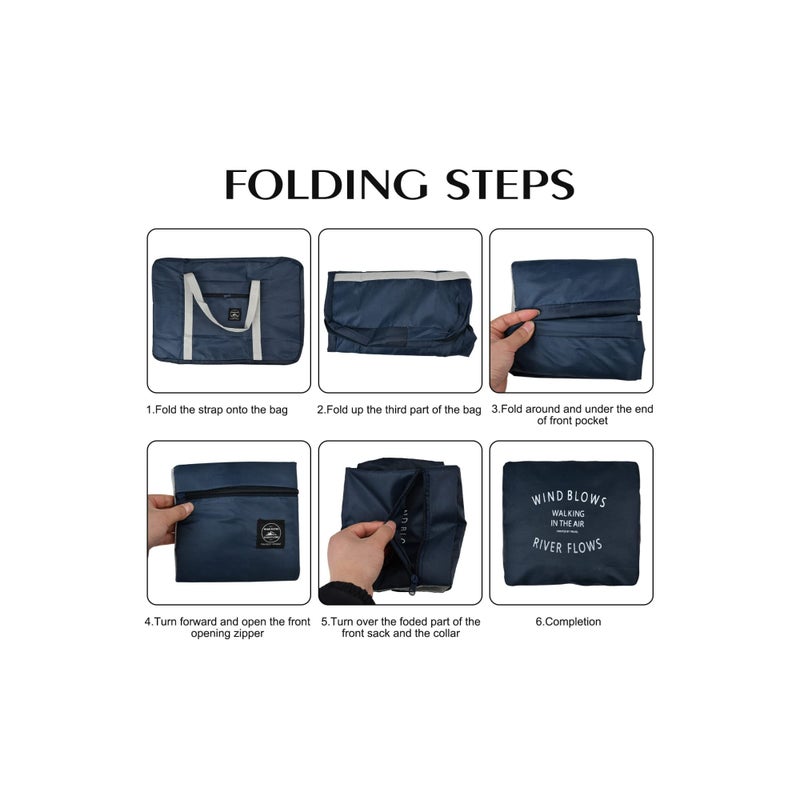 SOLARAE Large Capacity Travel Bag, Portable Travel Bag Foldable Travel Bag Waterproof Weekender Bag Clothes Storage Bag Tear-resistant Travel Bag Water-Resistant Duffle Bag for Women and Men(Dark blue) - Image 5