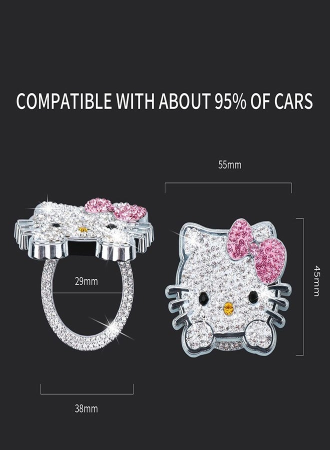 PANGPAI Bling Car Push to Start Button Cover Accessories, Cute Car Accessories for Women, Crystal Rhinestone Car Engine Start Stop Button Cover, Pink Car Decal for Women, Girly Car Decoration Interior Sticker - Image 2
