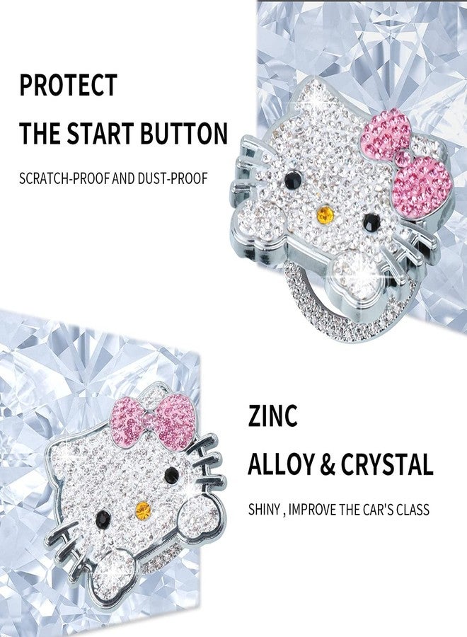 PANGPAI Bling Car Push to Start Button Cover Accessories, Cute Car Accessories for Women, Crystal Rhinestone Car Engine Start Stop Button Cover, Pink Car Decal for Women, Girly Car Decoration Interior Sticker - Image 3