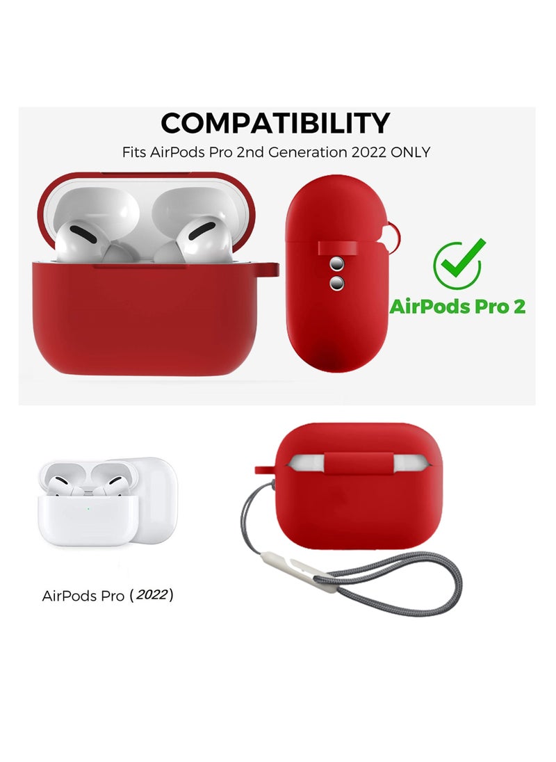 YONK - Airpods Pro 2nd generation Case, Silicone Case Cover Compatible with Airpods Pro 2nd generation Replacement Shockproof with Keychain for Men Women And incase lanyard RED - Image 1