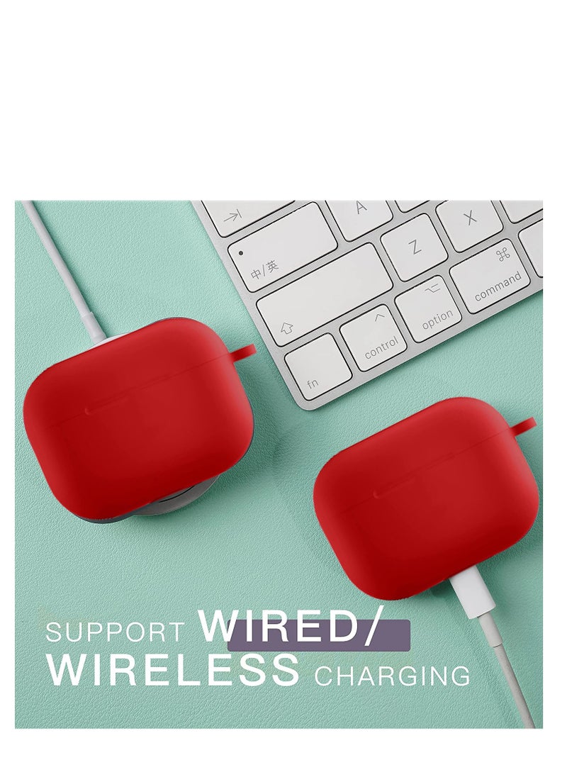 YONK - Airpods Pro 2nd generation Case, Silicone Case Cover Compatible with Airpods Pro 2nd generation Replacement Shockproof with Keychain for Men Women And incase lanyard RED - Image 1