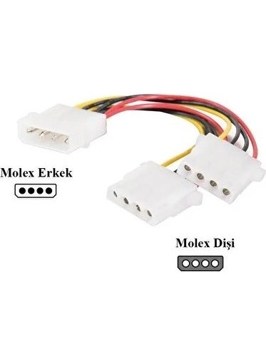4 Pin Molex 2Lİ Power Multiplexer 2 Output 1 Input Supply Case Power Cable