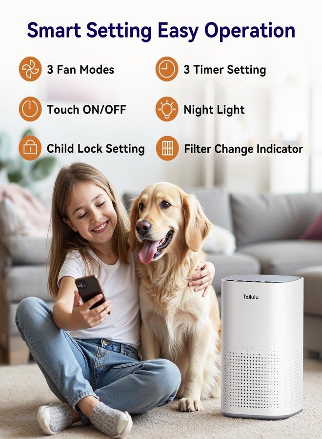 Tailulu Air Purifiers for Home Large Room up to 1500ft², Tailulu H13 True HEPA Air Purifier for Pets Dust Odor Smoke, Air Purifier for Bedroom with 15dB Quiet Sleep Mode for Bedroom Office Living Room - Image 3