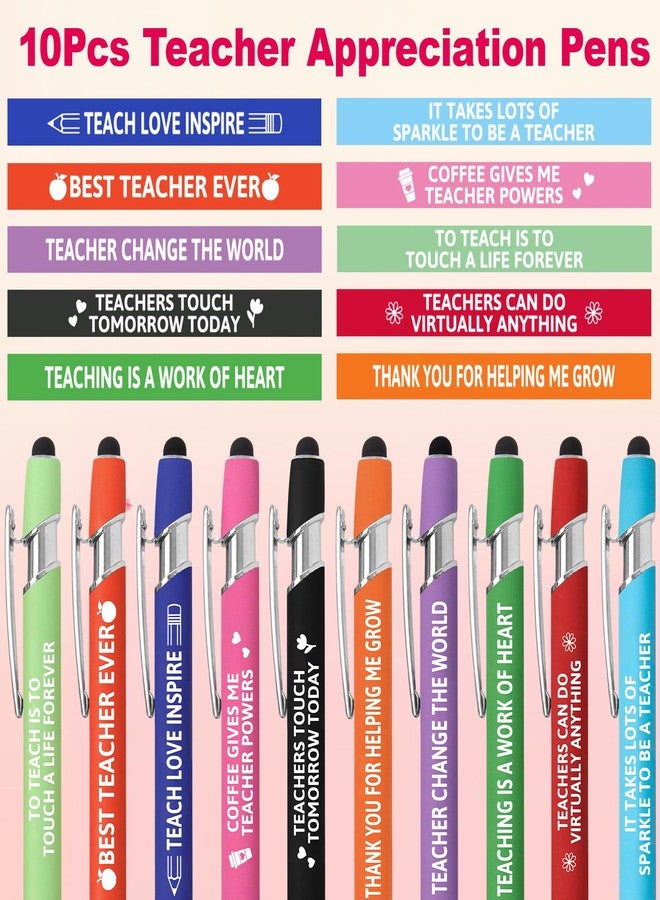 Fancy Land Teacher Ballpoint Pens Teacher Appreciation Gift Inspirational Motivational Pen Set for Teachers School Classroom Office Supplies Graduation Holiday Favors 10Pcs - Image 3