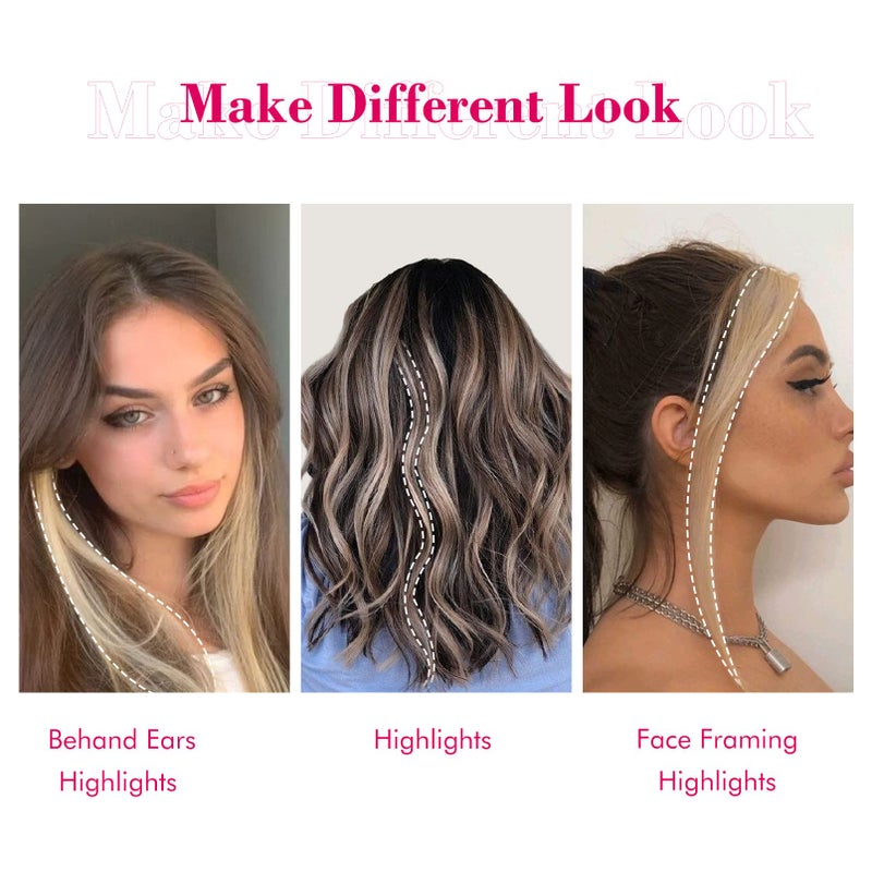 REECHO Side Air Bangs, 12 inch Long Wavy Curly Clip in Bangs Front Side Bangs for Women Daily Use 2 PCS Set Long Temples (Dark Blonde) - Image 3