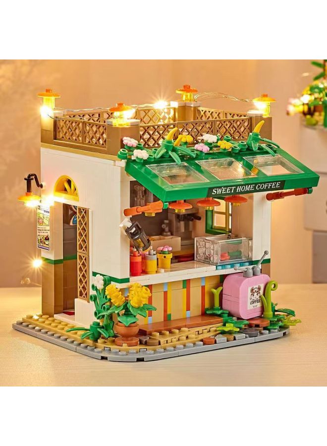 Stock Tailstock Compatible With Lego Street View Sunshine Room Boys And Girls Assembled Granular Building Blocks Internet Celebrant Toy Model-Color:Warm Bedroom/24cm Color Box 598 Particles】-Specifications:12*10*11.5cm - Image 2