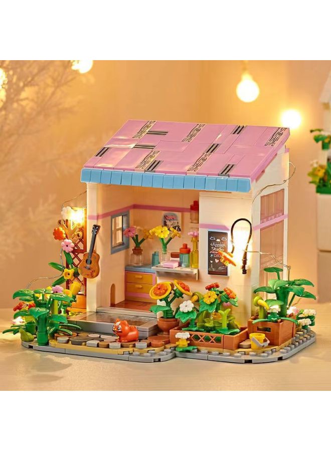 Stock Tailstock Compatible With Lego Street View Sunshine Room Boys And Girls Assembled Granular Building Blocks Internet Celebrant Toy Model-Color:Warm Bedroom/24cm Color Box 598 Particles】-Specifications:12*10*11.5cm - Image 3