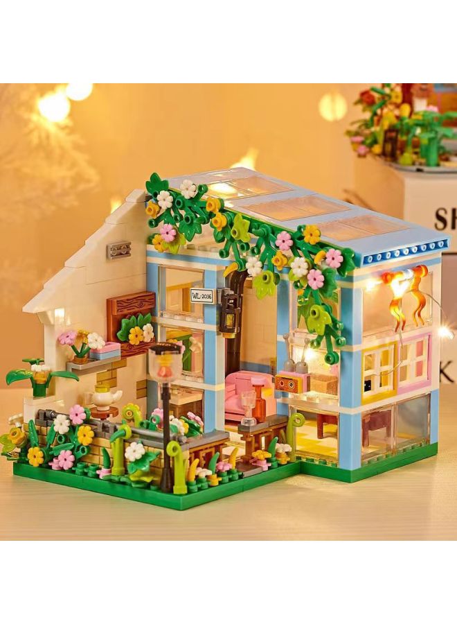 Stock Tailstock Compatible With Lego Street View Sunshine Room Boys And Girls Assembled Granular Building Blocks Internet Celebrant Toy Model-Color:Warm Bedroom/24cm Color Box 598 Particles】-Specifications:12*10*11.5cm - Image 4
