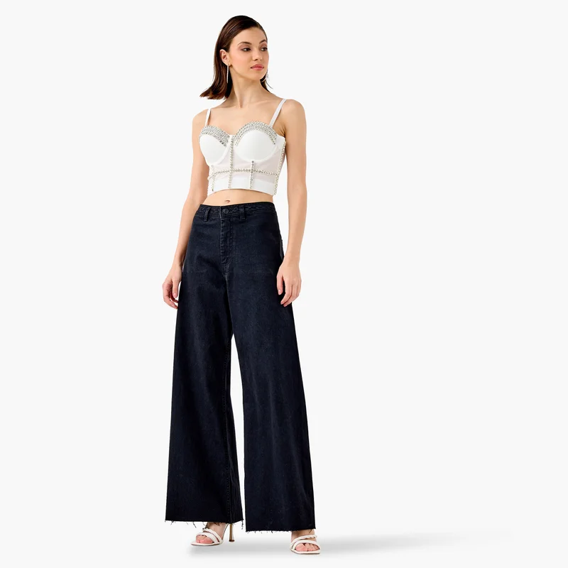 تواكستريمز Embellished Strappy Crop Top
