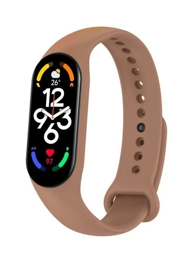 vesus Xiaomi Mi Band 7 Replacement Strap Soft Silicone Watch Band Sport Wristband Bracelet Compatible with Mi Band 7 Smart Fitness Tracker 2022 Release Light Brown