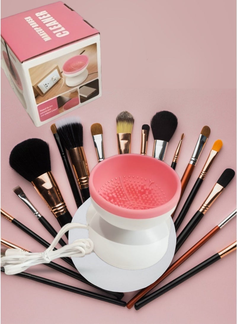 جهاز تنظيف فرش المكياج الكهربائي - يعمل بمنفذ USB مع وسادة تنظيف سيليكون ومسدس الكولاجين - جهاز تجميل بالضوء الأحمر - مجموعة أجهزة تدليك محمولة لشد وشد الوجه بتقنية EMS - Image 3