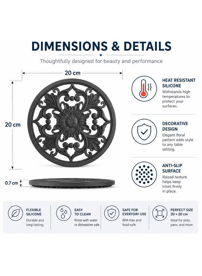 Silicone Pot Trivet Holder 20x20 cm, Heat Resistant Anti-Slip Mat for Hot Pots, Pans & Dishes, Table Protector for Kitchen & Dining - Image 5