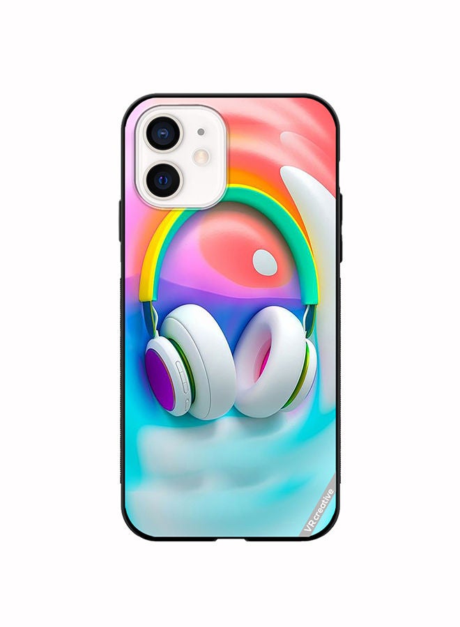 VR CREATIVE Protective Case Cover For Apple iPhone 12 mini Music Headphones Design Multicolour - Image 1