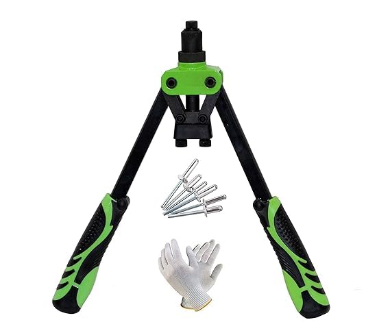 13 inch Hand Riveter Double Handles Nail Gun M32 M40 M48 Industrial Professional Riveting Tools Heavy Duty Fast Hitting Rivet Gun with 1 Set of Hand Gloves and 10 Rivets - Image 1