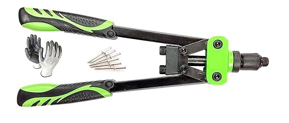 13 inch Hand Riveter Double Handles Nail Gun M32 M40 M48 Industrial Professional Riveting Tools Heavy Duty Fast Hitting Rivet Gun with 1 Set of Hand Gloves and 10 Rivets - Image 3