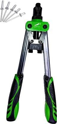 13 inch Hand Riveter Double Handles Nail Gun M32 M40 M48 Industrial Professional Riveting Tools Heavy Duty Fast Hitting Rivet Gun with 1 Set of Hand Gloves and 10 Rivets - Image 2