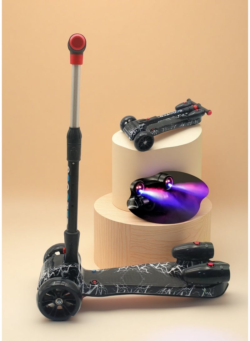 EASY FUTURE Kids 3 Wheel Scooter with LED Wheels, Bluetooth Speaker & Mist Spray Smoke Effect – Lean-to-Steer Kick Scooter for Ages 3-14, Adjustable Height & Foldable Design - Image 1