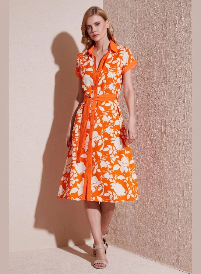 Lela Lela Belted Regular Fit Midi Shirt Dress Women's DRESS 66924552S4