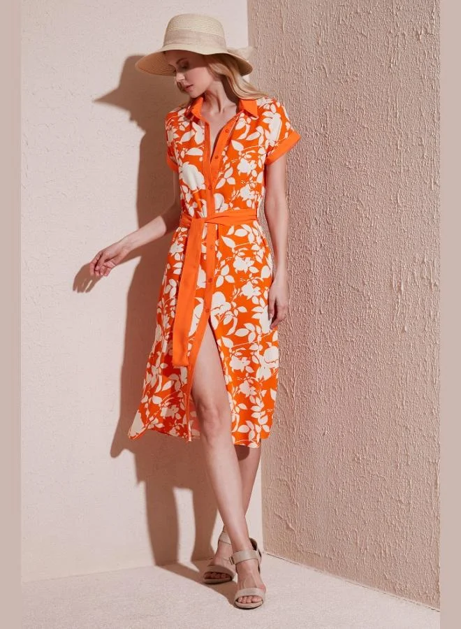 Lela Lela Belted Regular Fit Midi Shirt Dress Women's DRESS 66924552S4