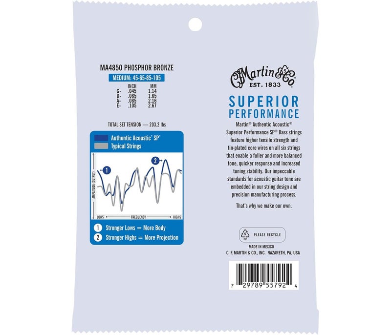 Martin Strings MA4850 Authentic Acoustic Superior Performance SP Bass Guitar Medium - .045-.105 - Image 2