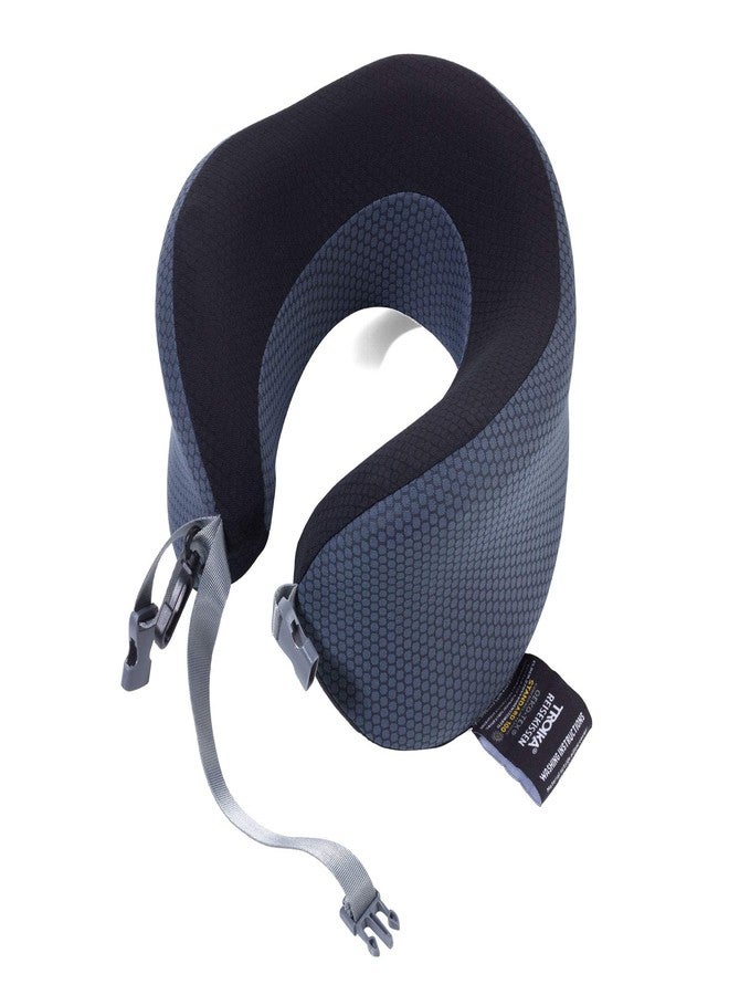 Troika Neck pillow in compression bag - BUSINESS TRAVEL PILLOW - can be rolled up to save space - Memory Foam: permanently dimensionally stable - for train, car, plane, sofa - polyester - black, grey - Image 2