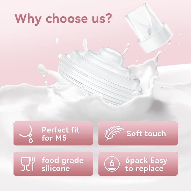 TOVVILD 6PCS Duckbill Valves Compatible with Momcozy M5/M6/V1/V1 Pro/V2/V2 Pro, Breast Pump Replacement Parts Accessories for Momcozy Pump,6PCS - Image 3