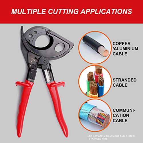 LUBAN Ratchet Cable Cutter, Heavy Duty Wire Cutter for Aluminum Copper Cable up to 400mm², Ratcheting Wire Cutting Hand Tool - Image 3