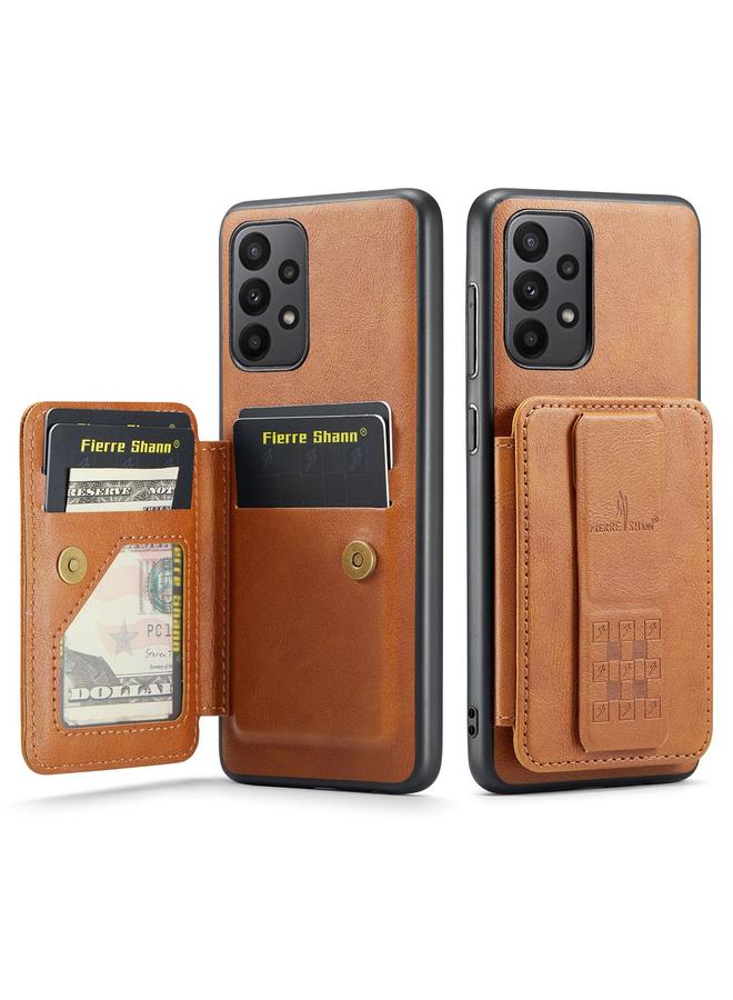 The Bros Case For Samsung Galaxy A53 5G Fierre Shann Oil Wax Cow Leather Card Holder Back Phone Case