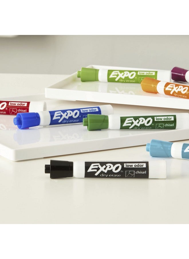 Expo EXPO Low Odor Dry Erase Marker Set with White Board Eraser and Cleaner, Chisel Tip Dry Erase Markers, Assorted Colors, 6 Piece Set with Whiteboard Cleaner  - Image 5