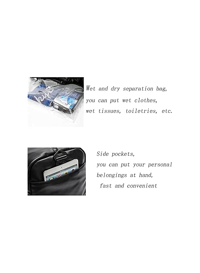 PROMASS حقيبة رياضية، حقيبة تدريب رياضية على الكتف، حقيبة لياقة بدنية للرجال والنساء من مادة PU مقاومة للماء بسعة كبيرة مع حجرة للأحذية وحقيبة للفصل بين الرطب والجاف (أسود) - Image 5