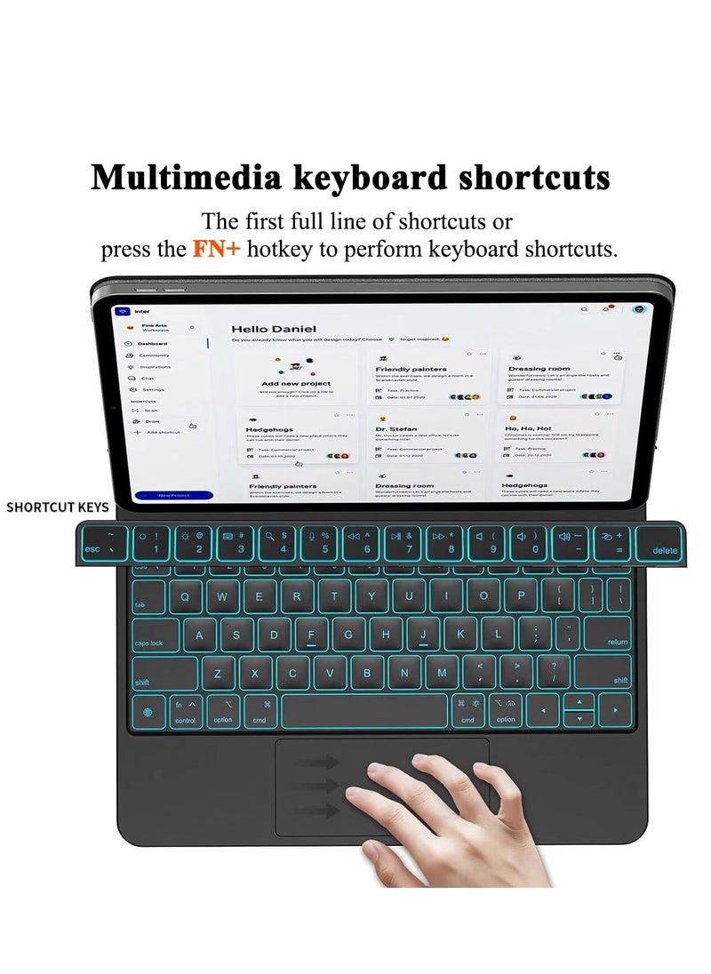 QPHWHFQ - Magic Keyboard Case for iPad 11 inch (A16, 2025) / iPad 10th Generation 10.9" (2022), Magnetic Keyboard for iPad 11th / 10th, Multi-Touch Trackpad, 7 Colors Backlit Keys, Magnetic Floating Stand - Image 1
