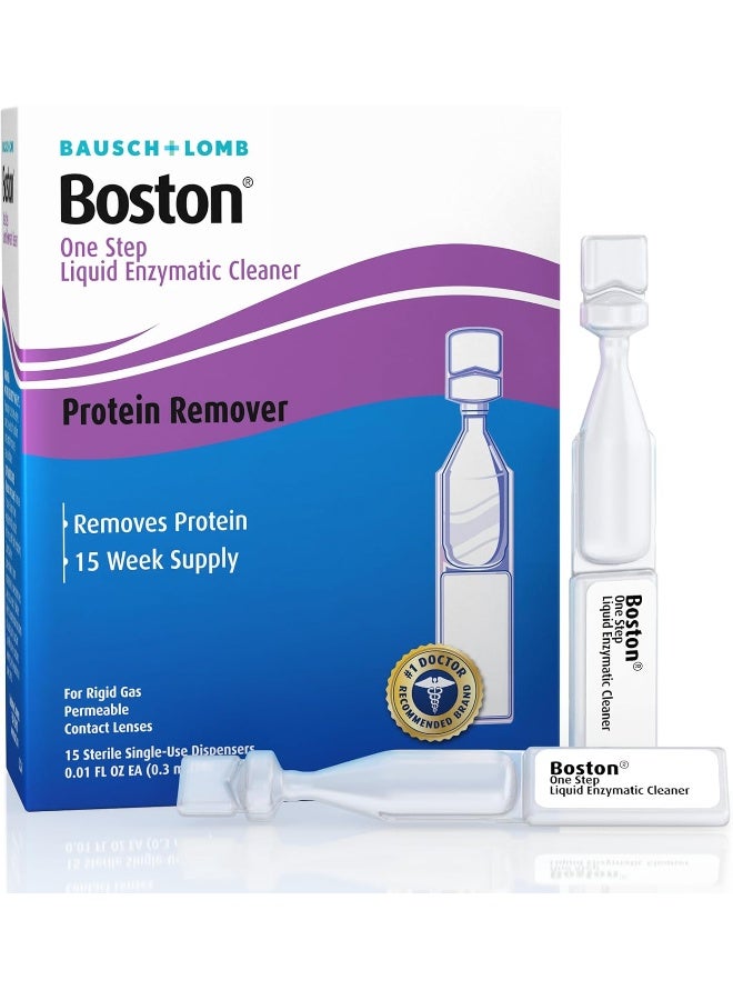 Boston Boston One Step Liquid Enzymatic Cleaner, Protein Remover, 0.01 Fl Oz (1 Box of 15 Dispensers)  - Image 1