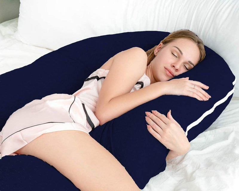 DADDY COOL وسادة الحمل الكاملة دادي كول / وسادة الأمومة / وسادة الرضاعة / وسادة الرضاعة الطبيعية بغطاء قابل للإزالة بسحاب من القطن 100% عبوة من 1 (أزرق داكن) - Image 4