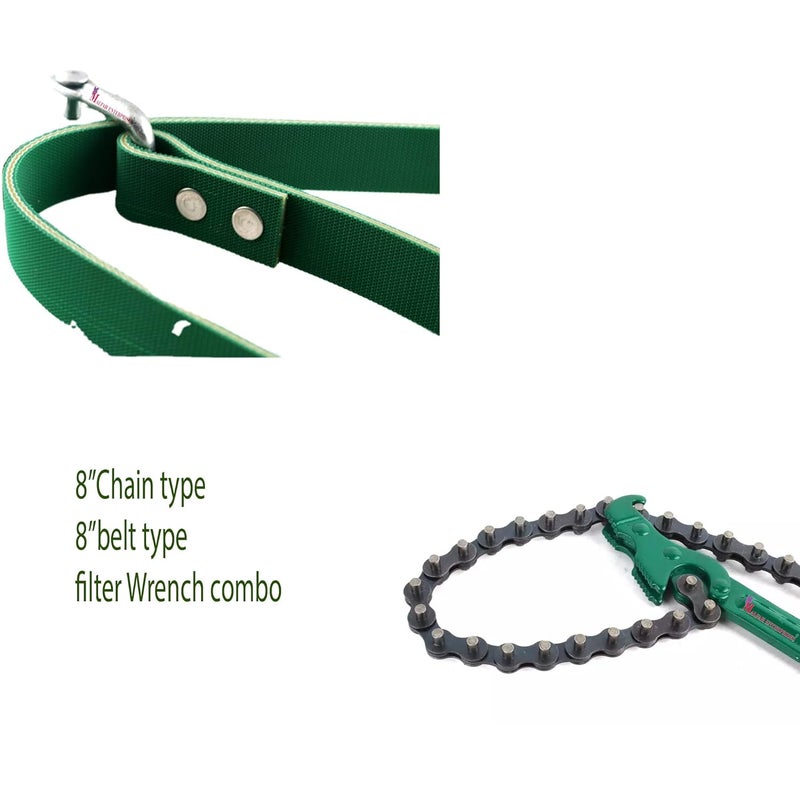Malfah Enterprises Malfah Enterprises HANBON 107210_107310 COMBO CHAIN AND BELT FILTER WRENCH 8INCH Single Sided Speciality Pack of 1  - Image 5