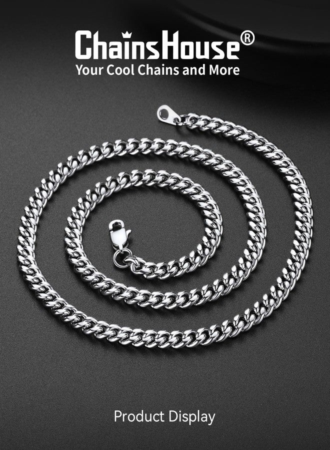 ChainsHouse قلادة سلسلة كوبية من الفولاذ المقاوم للصدأ من ChainsHouse للرجال، هدية مجوهرات، سلسلة كوبية قوية 6 مم، 18 بوصة - Image 4