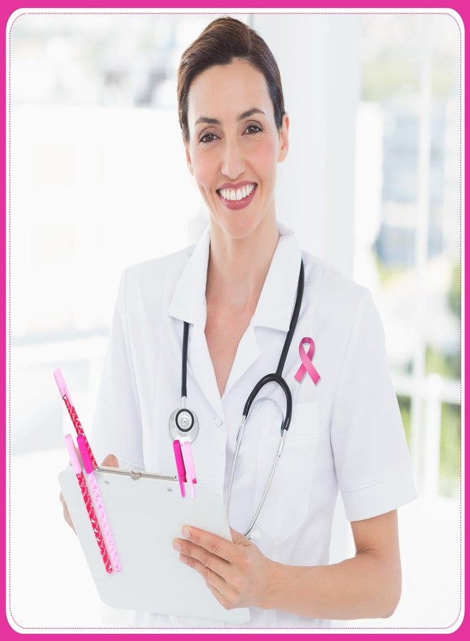 Faccito 120 Pcs Breast Cancer Awareness Pens Bulk Pink Ribbon Ballpoint Pens Hope Faith Strength Courage Survival Pens for Women Gift Public Events Charity Supplies, Black and Red Ink - Image 5