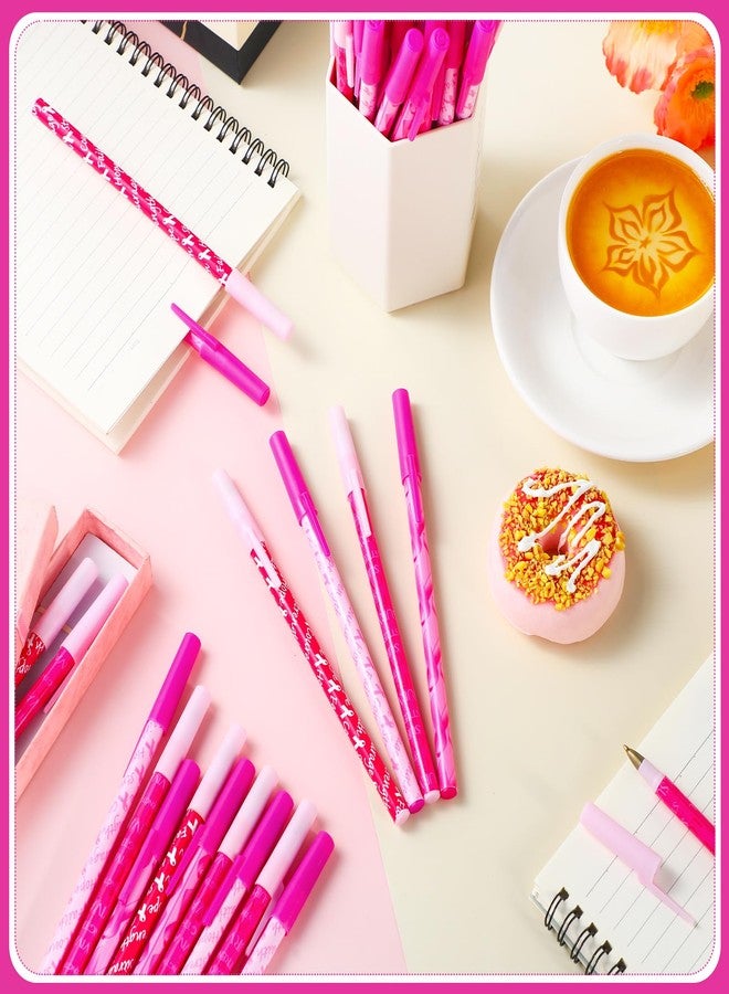 Faccito 120 Pcs Breast Cancer Awareness Pens Bulk Pink Ribbon Ballpoint Pens Hope Faith Strength Courage Survival Pens for Women Gift Public Events Charity Supplies, Black and Red Ink - Image 4