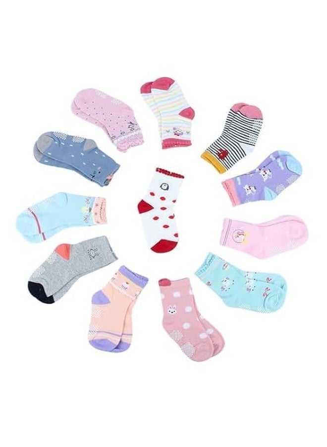 CUTEABLY Toddler Girl Cotton Non-Slip Grip Socks, Anti-Skid Socks for Kids (7-8 Year, 5) - Image 4