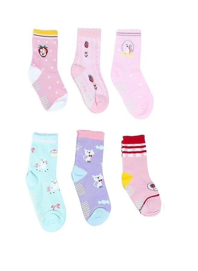 CUTEABLY Toddler Girl Cotton Non-Slip Grip Socks, Anti-Skid Socks for Kids (7-8 Year, 5) - Image 5