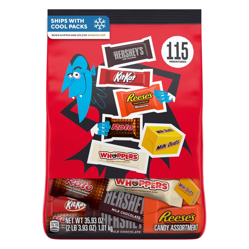Hershey's Hershey Miniatures Assorted Flavored, Halloween Candy Bulk Bag, 35.93 oz (115 Pieces) - Image 1