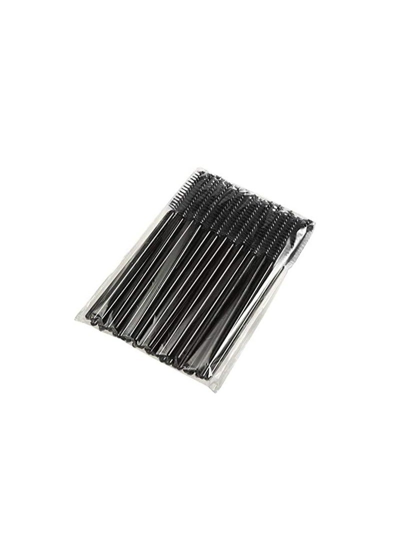 HK Disposable Portable Mini Eyelash Finishing Mascara Brushes 50 PCS Brush Spiral Eyebrow Brush Eyelash Comb Makeup Tool （Black) - Image 1