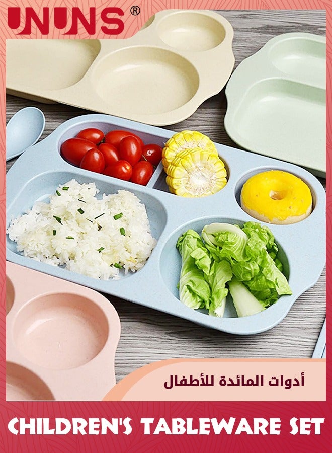 UNUNS 4 Pack Unbreakable Divided Plates,5-Compartment Wheat Straw Tray Divided Food Plates Lunch Trays Section Plates For kids Adults,Microwave Dishwasher Safe, BPA Free - Image 5