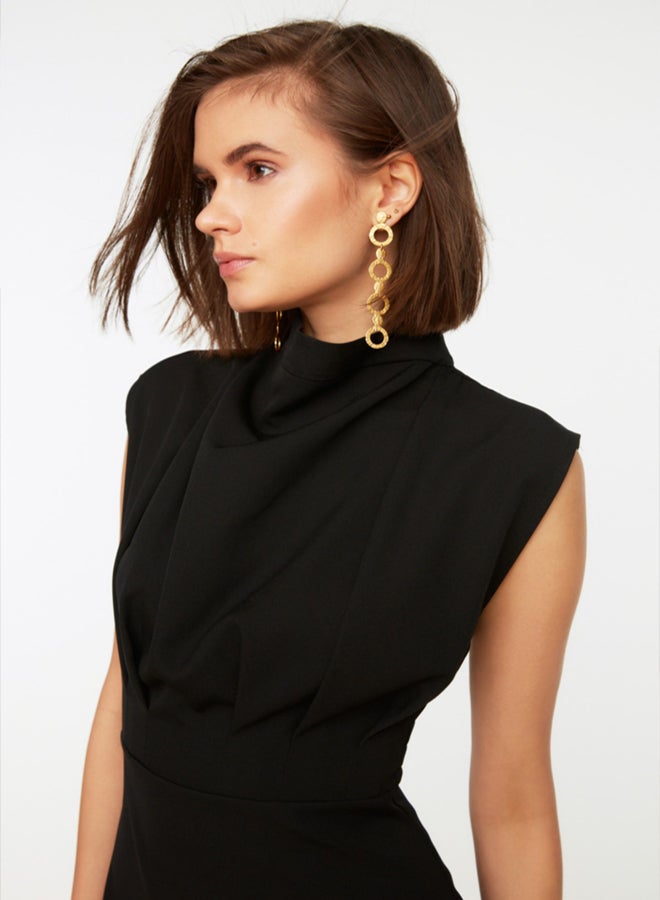 trendyol Black Fitted High Neck Midi Pencil Skirt Woven Dress - Image 2