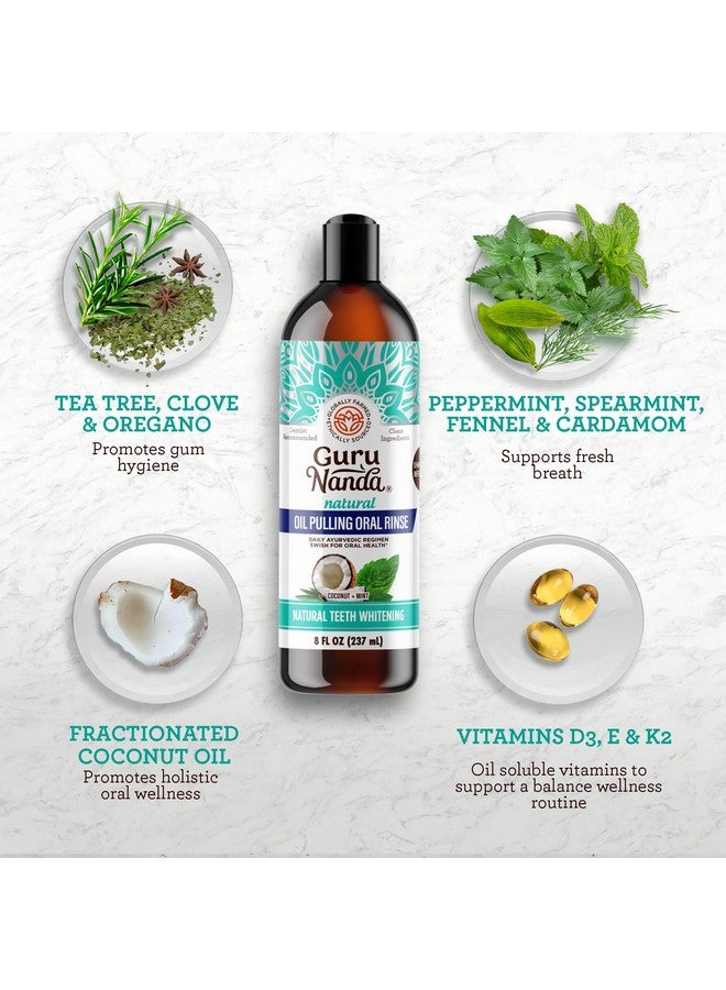 GuruNanda غسول فم بزيت جوز الهند، نفس منعش وتبييض، 7 زيوت أساسية وفيتامينات لأسنان ولثة سعيدة، خالي من الكحول، 8 أونصات - Image 2