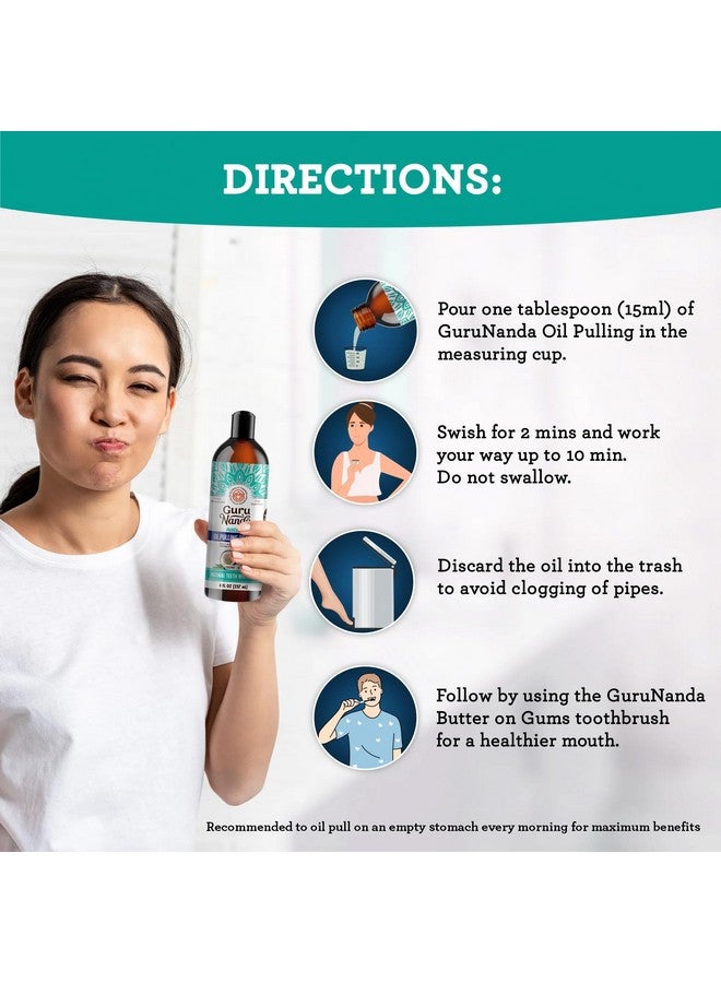 GuruNanda غسول فم بزيت جوز الهند، نفس منعش وتبييض، 7 زيوت أساسية وفيتامينات لأسنان ولثة سعيدة، خالي من الكحول، 8 أونصات - Image 4