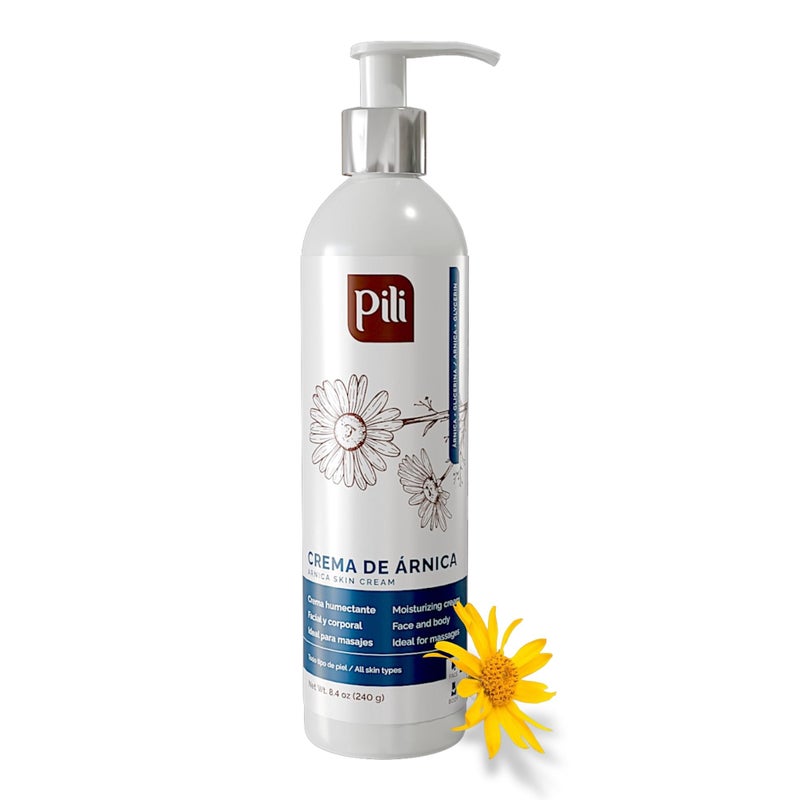 Pili Arnica Cream 8.4 oz. Deep Hydration & Soothing Relief for Dry, Rough Skin & Discoloration. Lightweight Face, Hand & Body Moisturizer â€“ Crema de arnica, Non-Greasy & Fast Absorbing. - Image 1