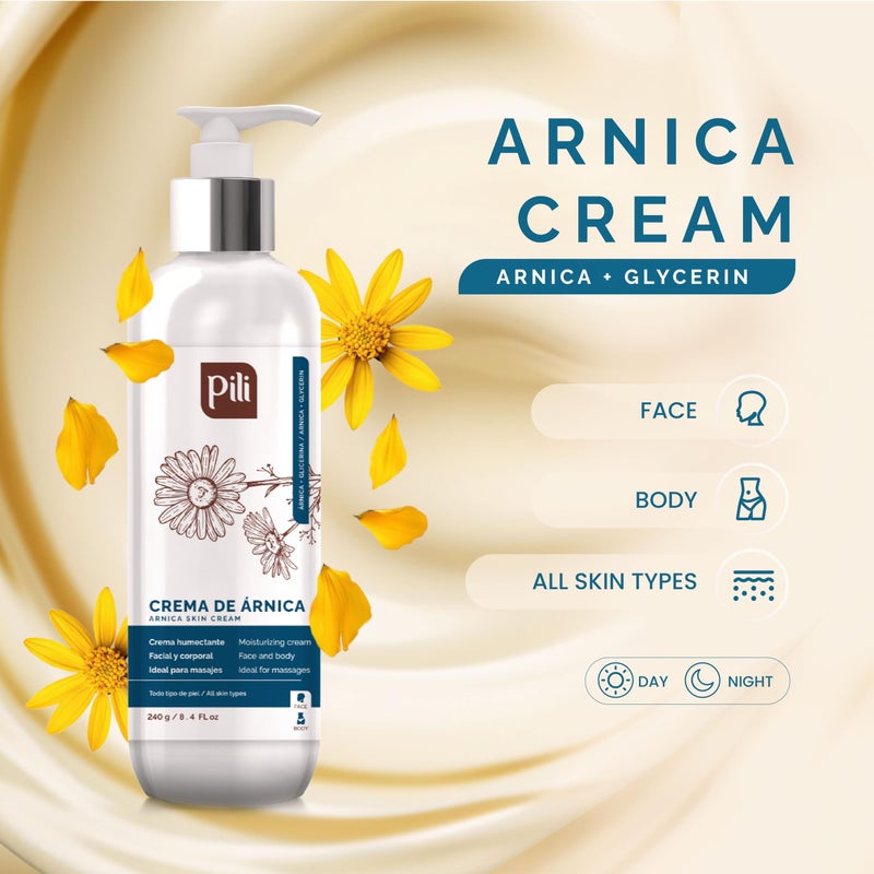 Pili Arnica Cream 8.4 oz. Deep Hydration & Soothing Relief for Dry, Rough Skin & Discoloration. Lightweight Face, Hand & Body Moisturizer â€“ Crema de arnica, Non-Greasy & Fast Absorbing. - Image 5
