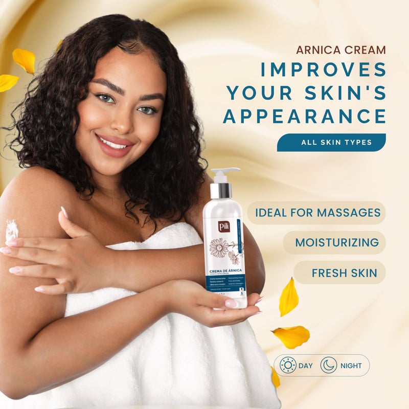 Pili Arnica Cream 8.4 oz. Deep Hydration & Soothing Relief for Dry, Rough Skin & Discoloration. Lightweight Face, Hand & Body Moisturizer â€“ Crema de arnica, Non-Greasy & Fast Absorbing. - Image 3